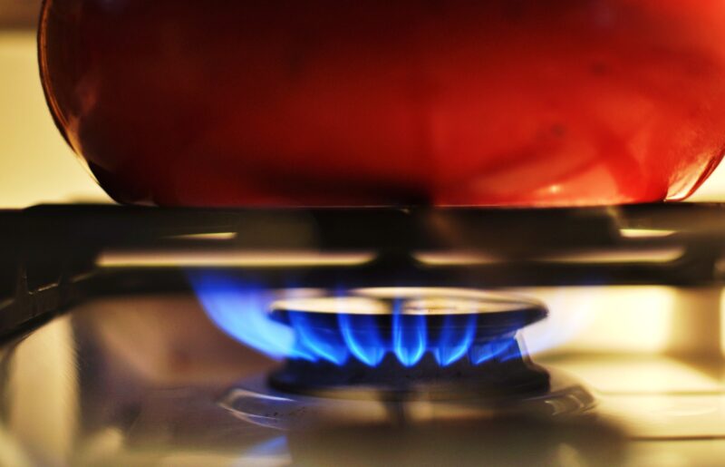 Pan on lit hob